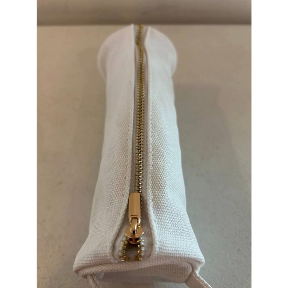 OGEE NWOT White Pencil Brush Case Cosmetics Makeup Bag Zippered with Handle - Picture 8 of 10